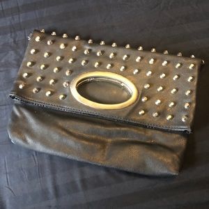 Black silver studded clutch